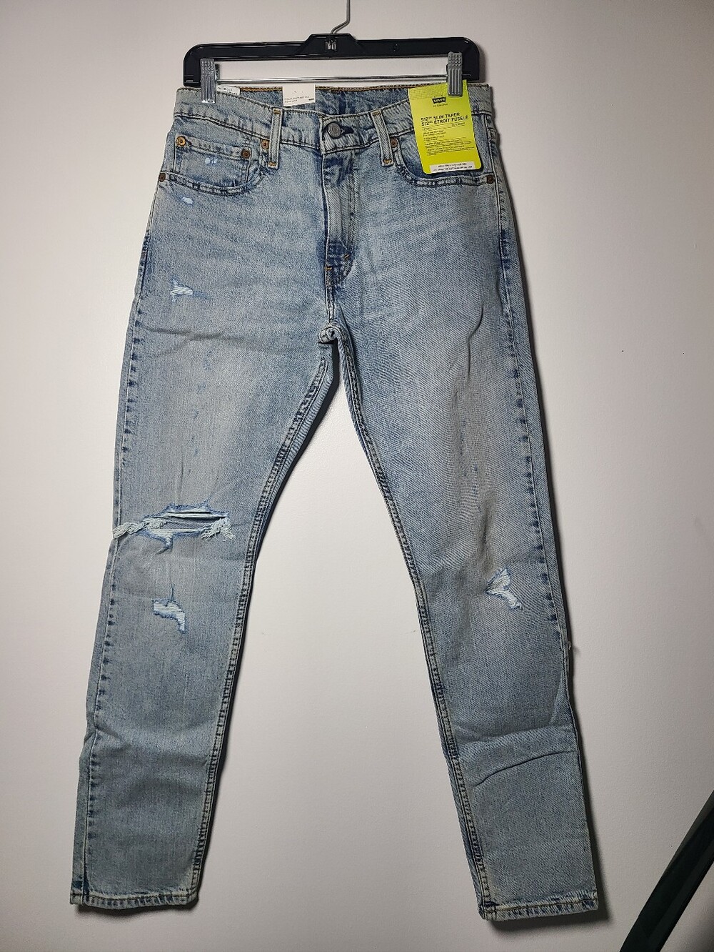 Levi's 512 Light Blue Slim Taper Distressed Jeans Mens Size 32x32